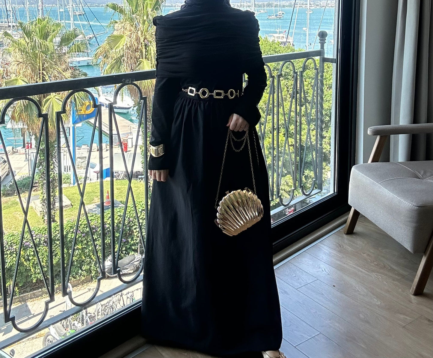 Black Draped Dress