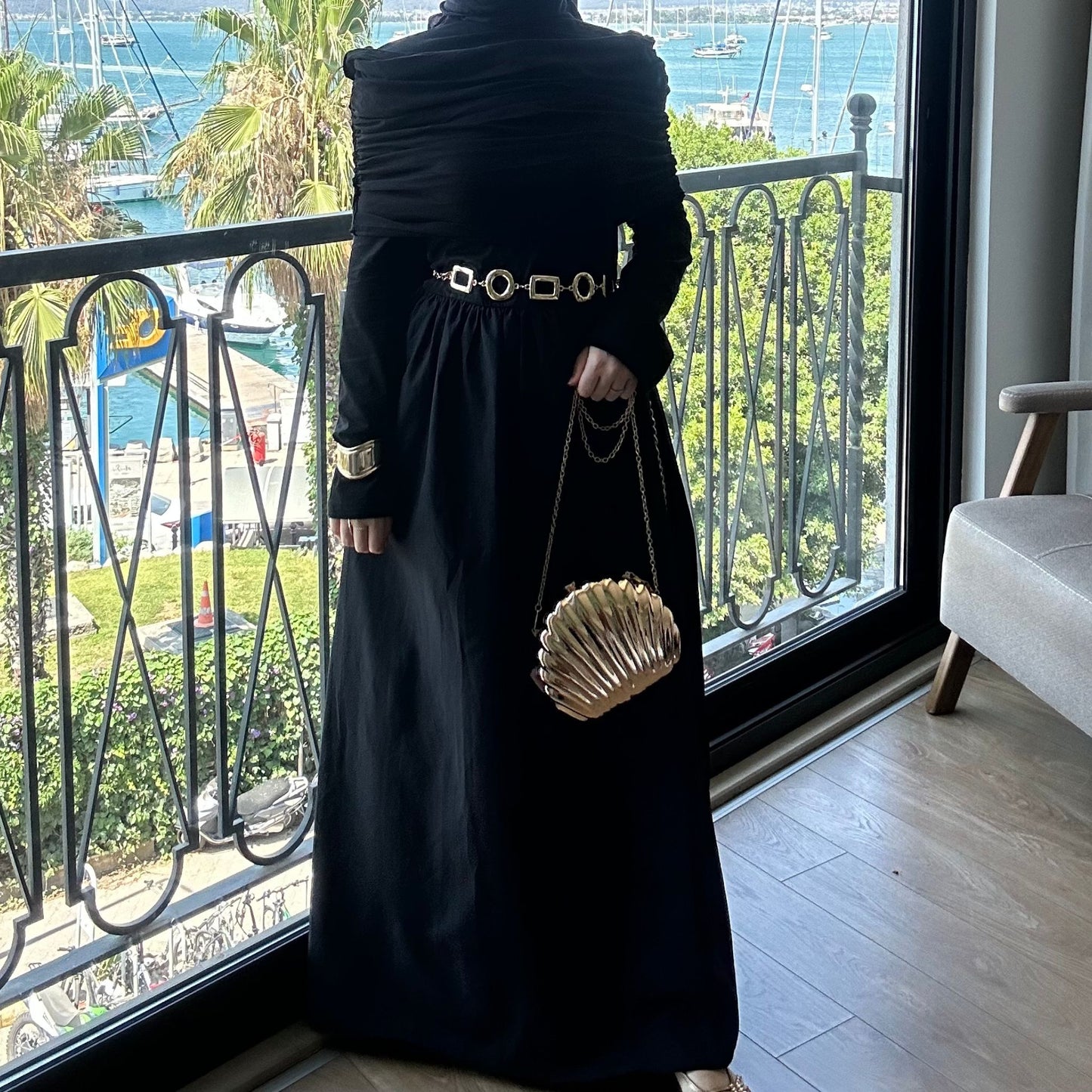 Black Draped Dress