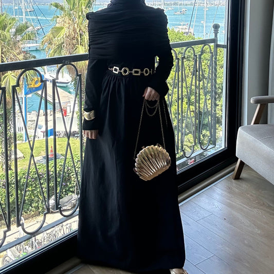 Black Draped Dress